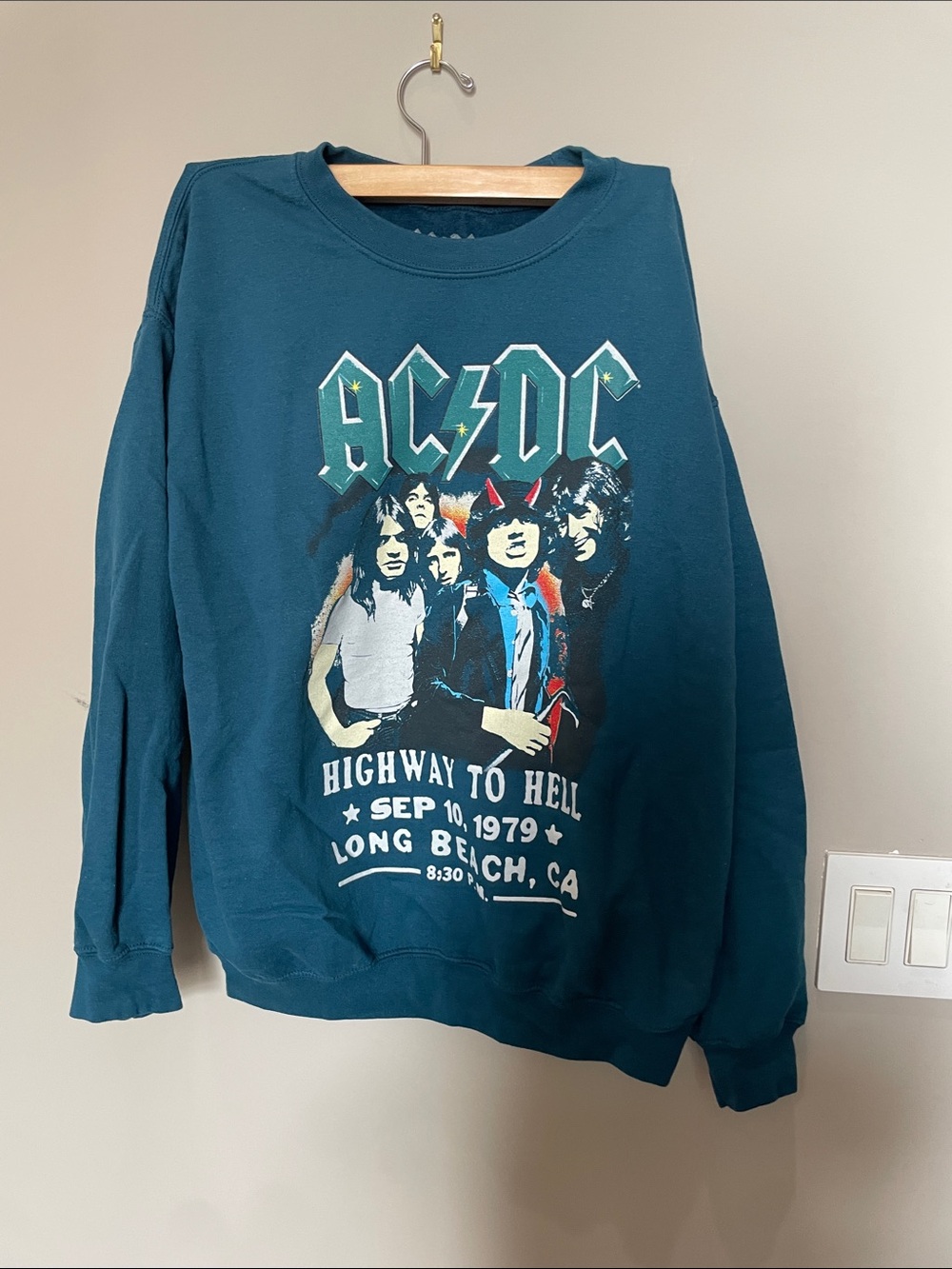 AC/DC Teal Graphic Crewneck Sweatshirt